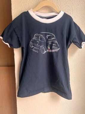 Italian navy Fiat car ringer tee kids size 7